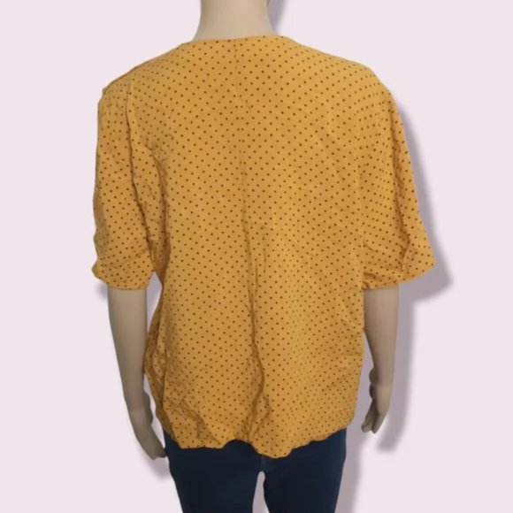 Vintage Golden Yellow Pokadot Jessica Shirt Sz Large - Picture 3 of 6